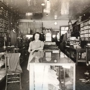Amuma Maria 'Concha' Urriola  -Uriola in family Urriola  Dry Goods Store where Gloria helped out while growing up in Battle Mountain ab. 1949
